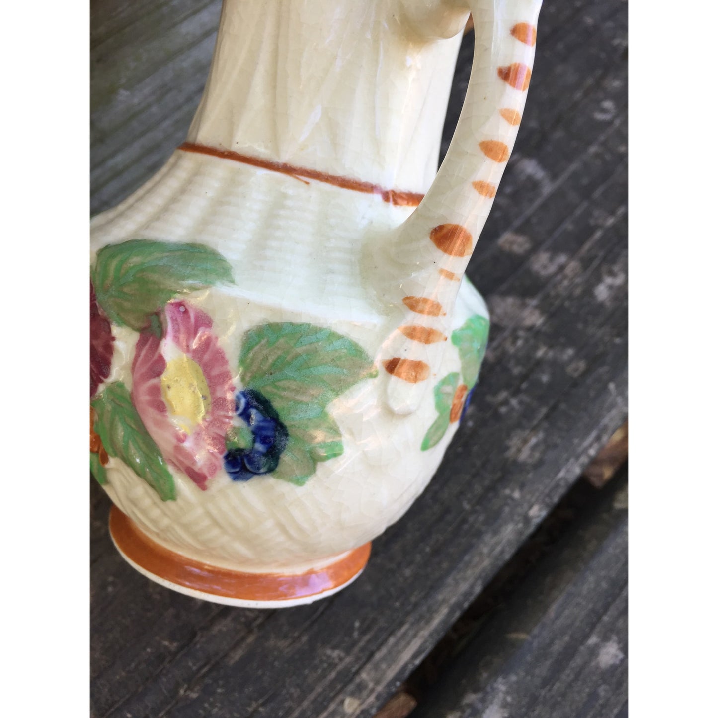 vintage floral white VASE ceramic art pottery Made in Japan 5.5" tall