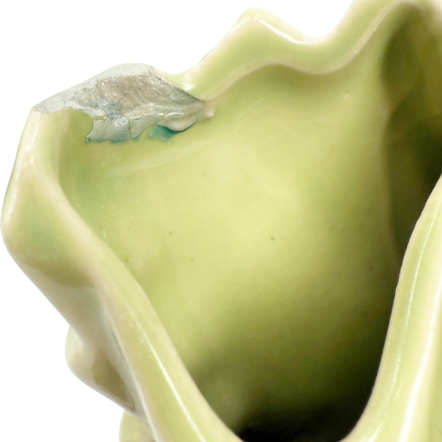 vintage pale green Leaf leaves TV Lamp with planters & vases MCM era lighting