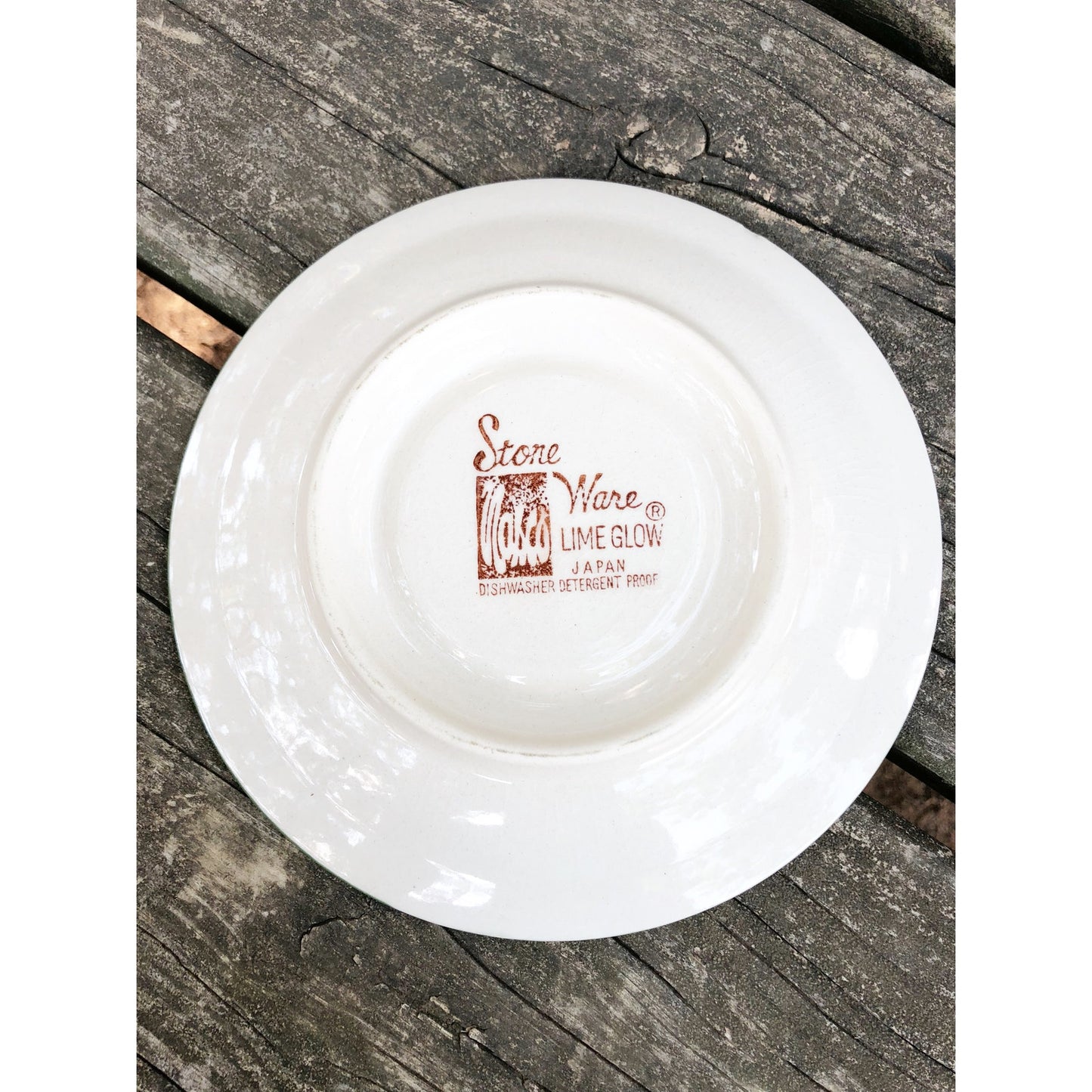 vintage Nasco stone ware Lime Glow stoneware Saucer plate dinnerware green Japan
