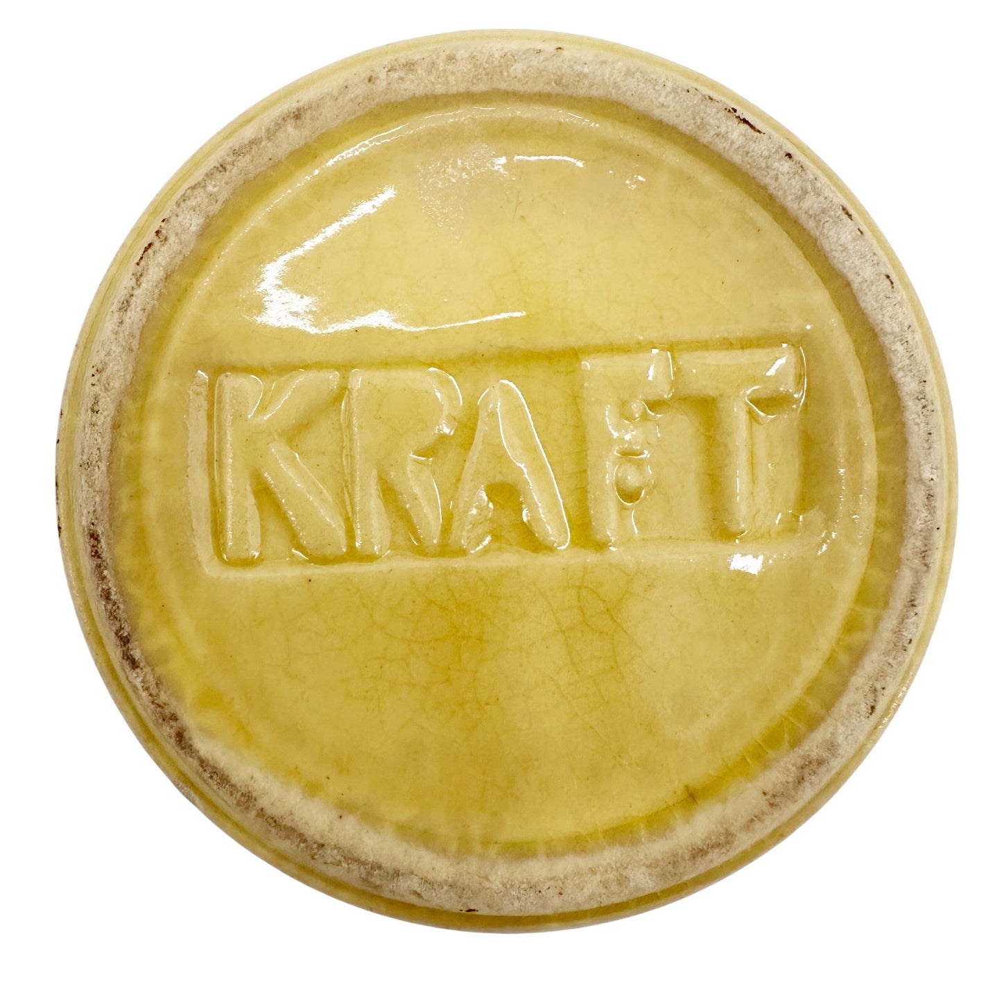 vintage KRAFT yellow bowl crock pottery small pot container