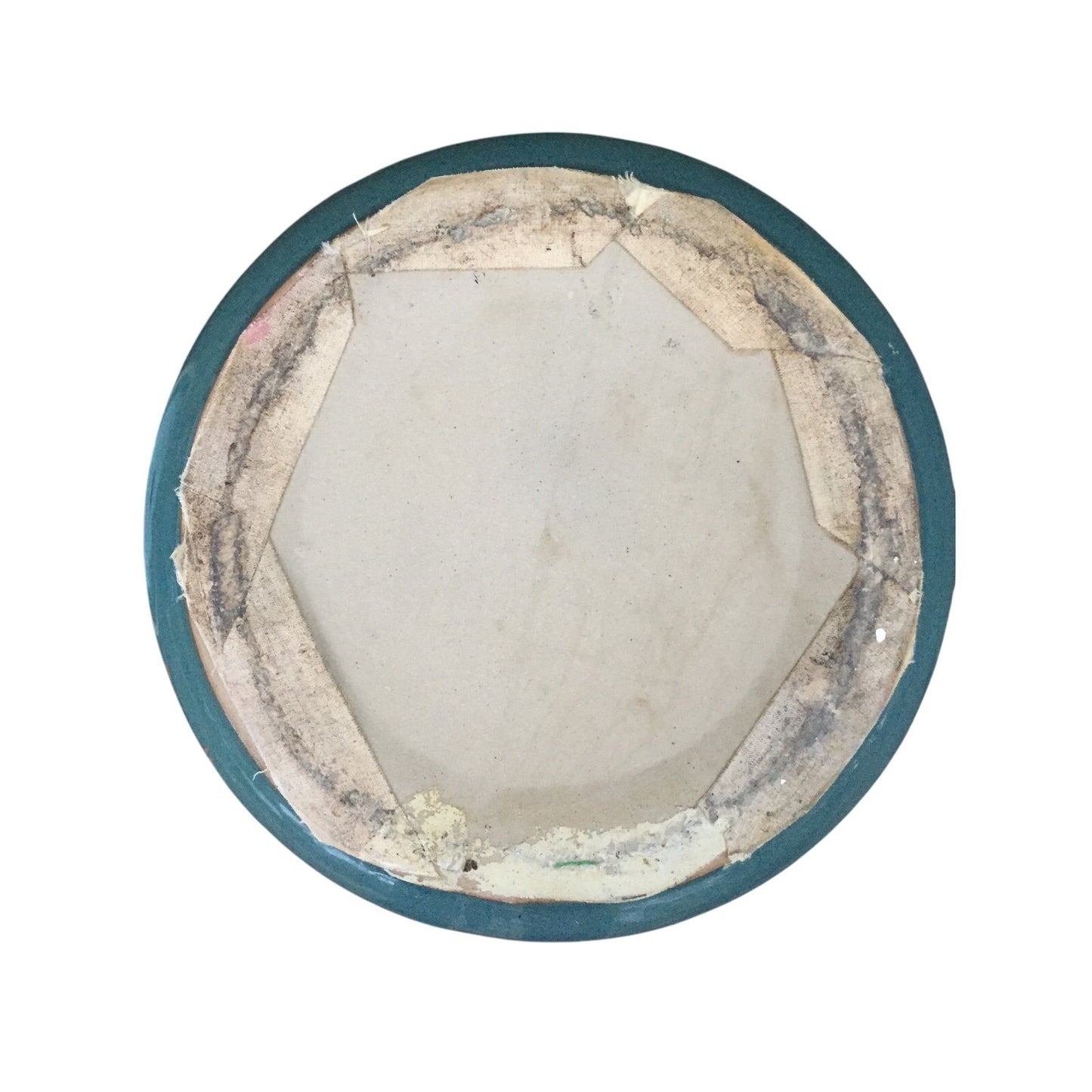 vintage painted fruit greenish blue Covered bowl Dish lid ceramic art pottery