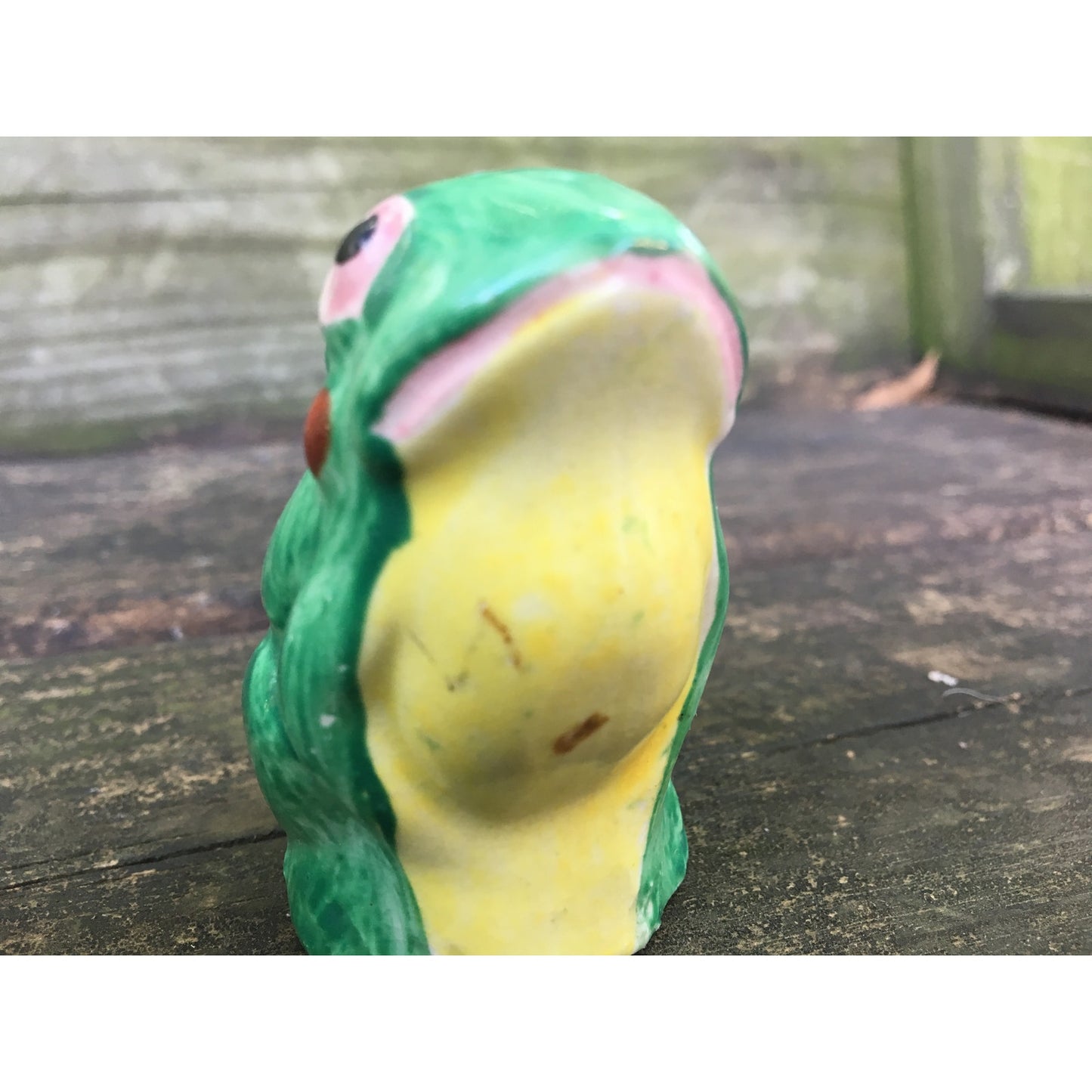 vintage frog ceramic Salt and Pepper small Shaker Set Made in Japan green yellow