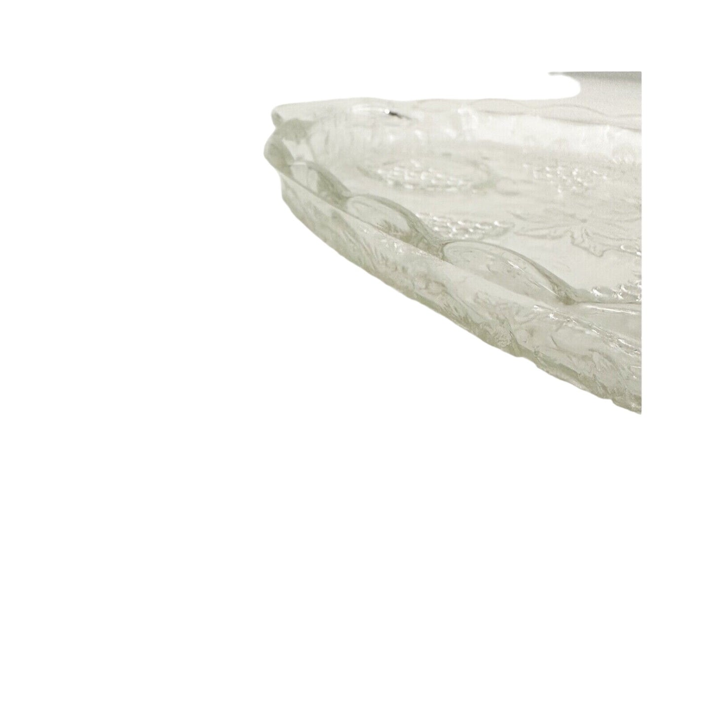 vintage Anchor Hocking Vintage Clear Snack glass Plate grape clusters leaves