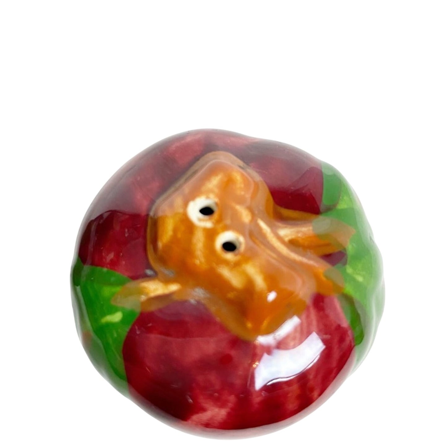 vintage Franciscan red green brown Apple ceramic Salt and Pepper shaker set 2"