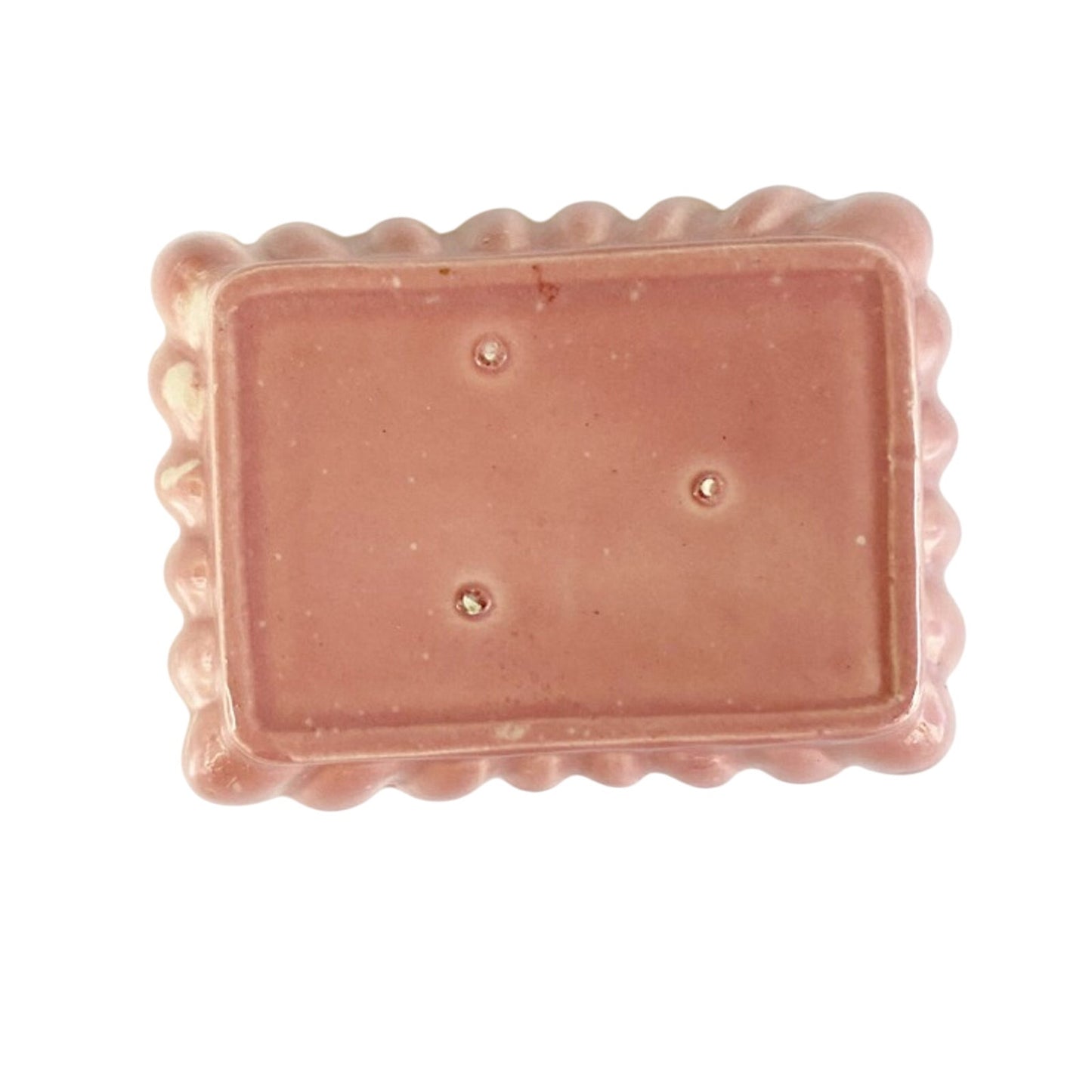 vintage dusty rose & pale blue Rose Trinket Box ceramic floral art pottery