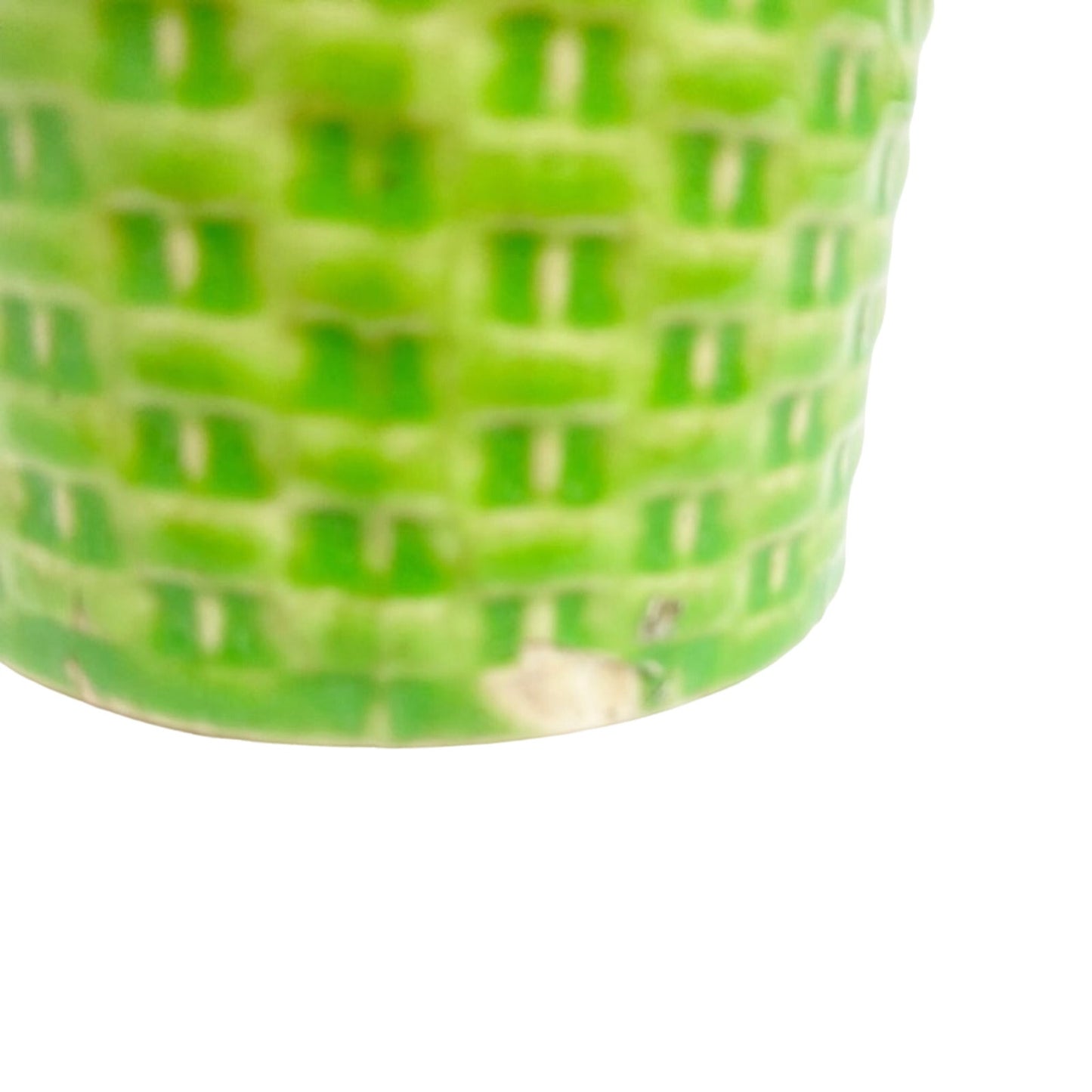 vintage large floral salt pepper spice ceramic SHAKER green basketweave pottery