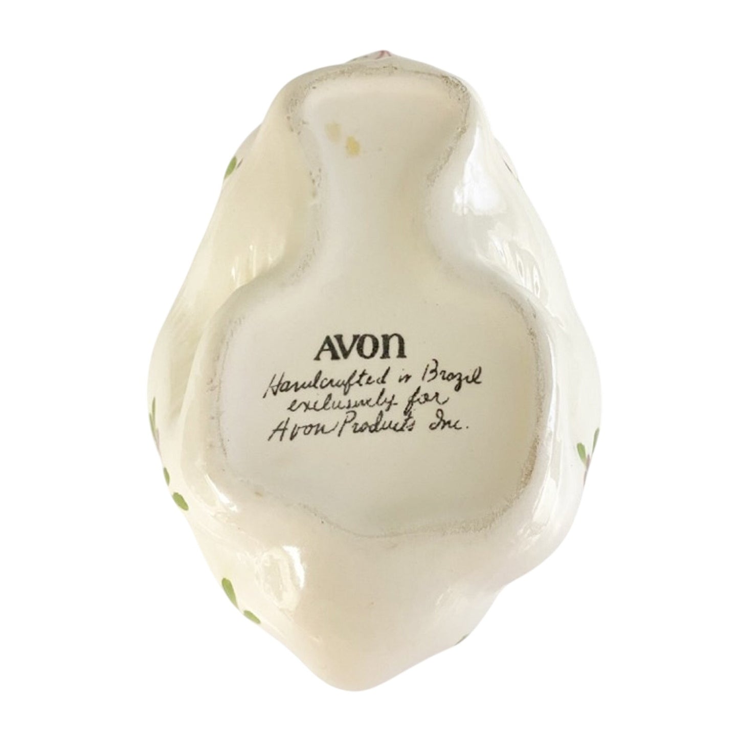 vintage AVON floral painted Bunny rabbit Planter ceramic art pottery white pot