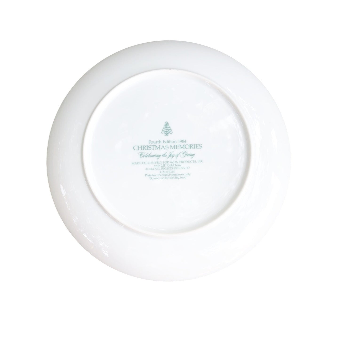 AVON collectibles Christmas Memories holiday PLATE decor Fourth Edition 1984