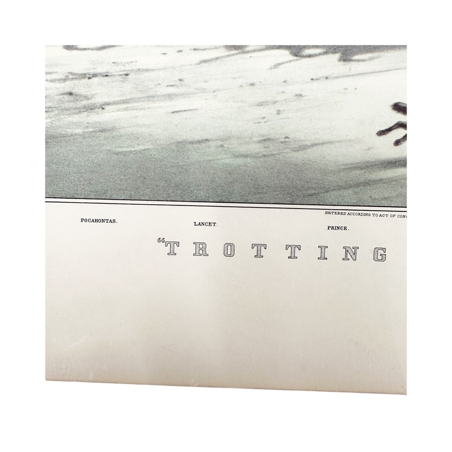 vintage Currier & Ives Trotting Cracks on the Snow Art Print reprint 14" x 11"