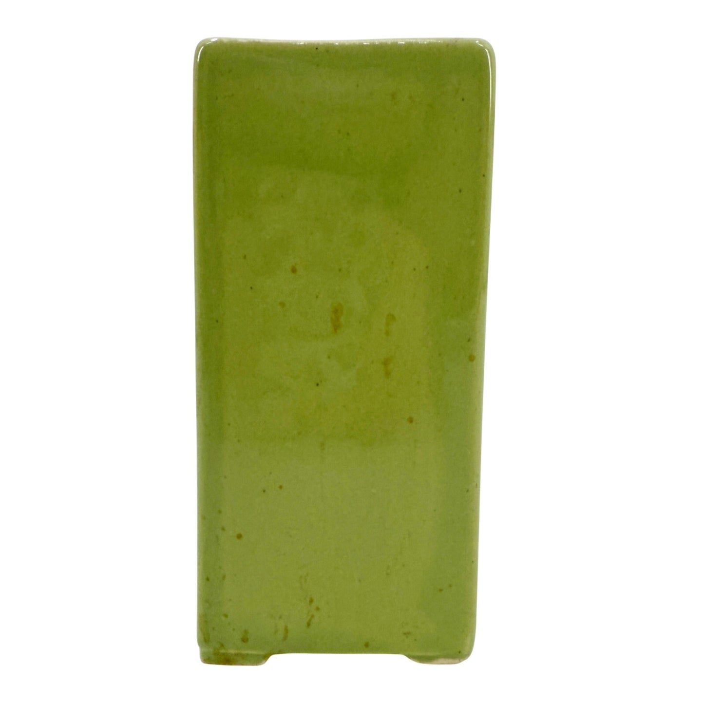 vintage avocado green TV Lamp rectangular ceramic MCM needs rewiring 7" tall