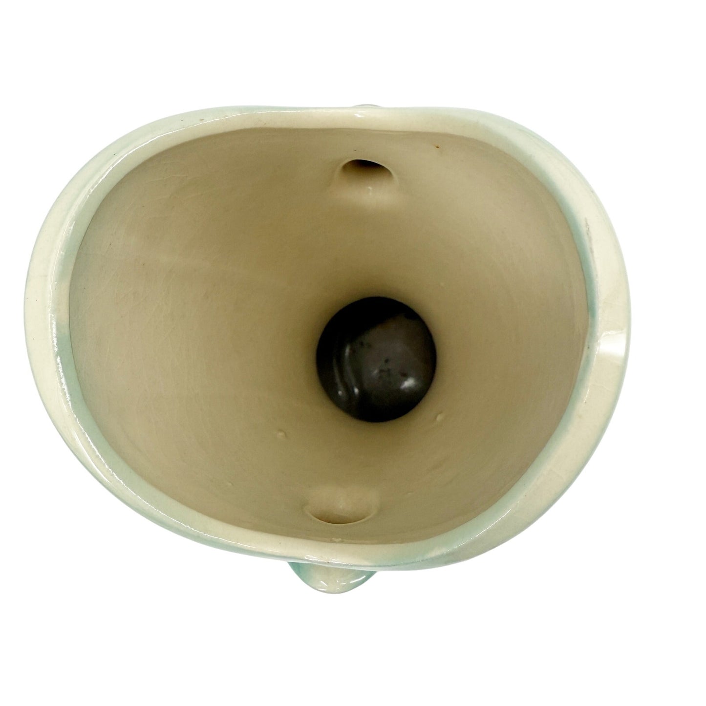 vintage pale turquoise & burgundy Flower Vase mid century modern ceramic art