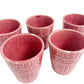 set of 5 small tumbler ceramic pottery CUPS red burgundy Made in Japan container