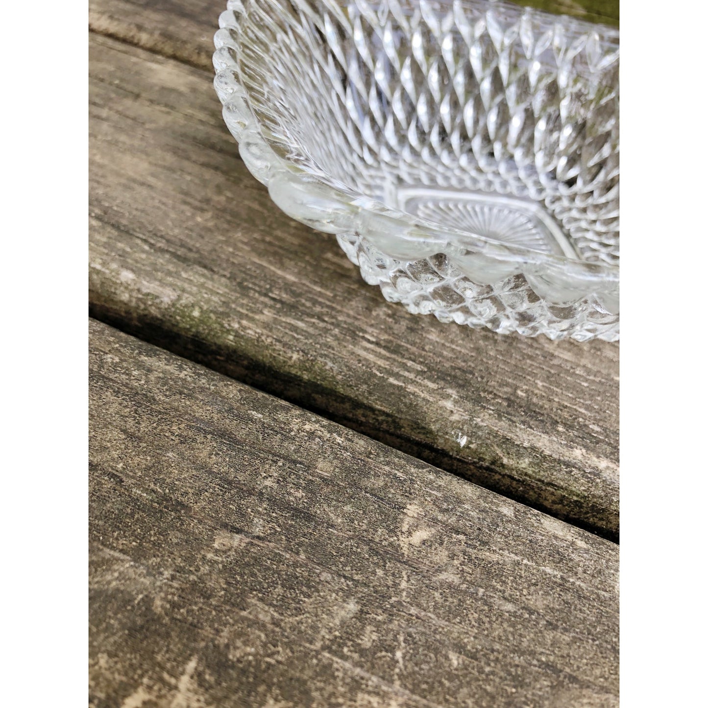 vintage Candy & Nuts glass Dish square-shaped serveware glassware bowl