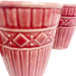 set of 5 small tumbler ceramic pottery CUPS red burgundy Made in Japan container