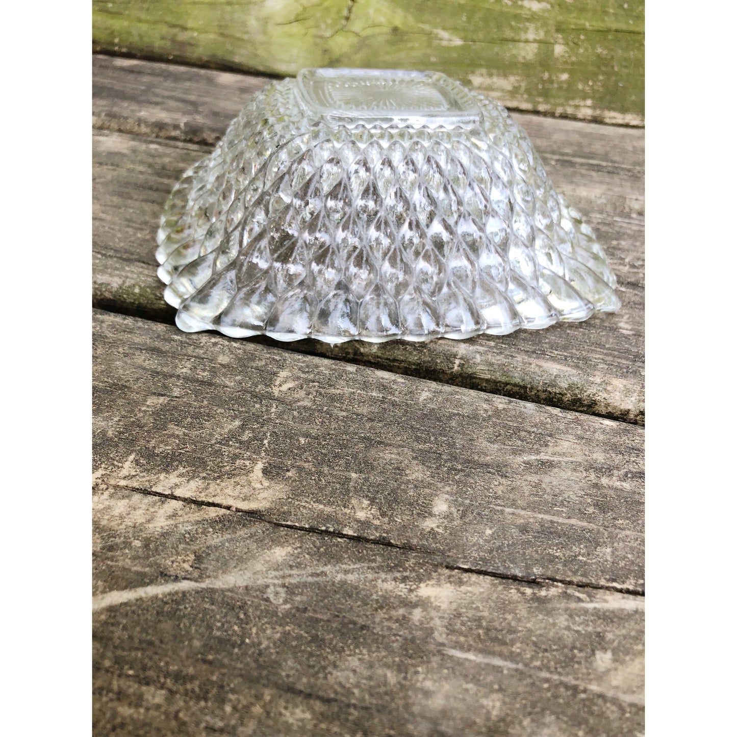 vintage Candy & Nuts glass Dish square-shaped serveware glassware bowl