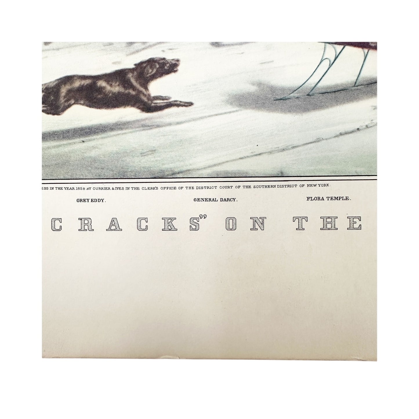 vintage Currier & Ives Trotting Cracks on the Snow Art Print reprint 14" x 11"