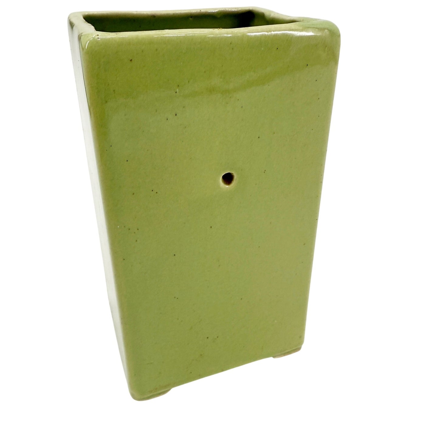 vintage avocado green TV Lamp rectangular ceramic MCM needs rewiring 7" tall
