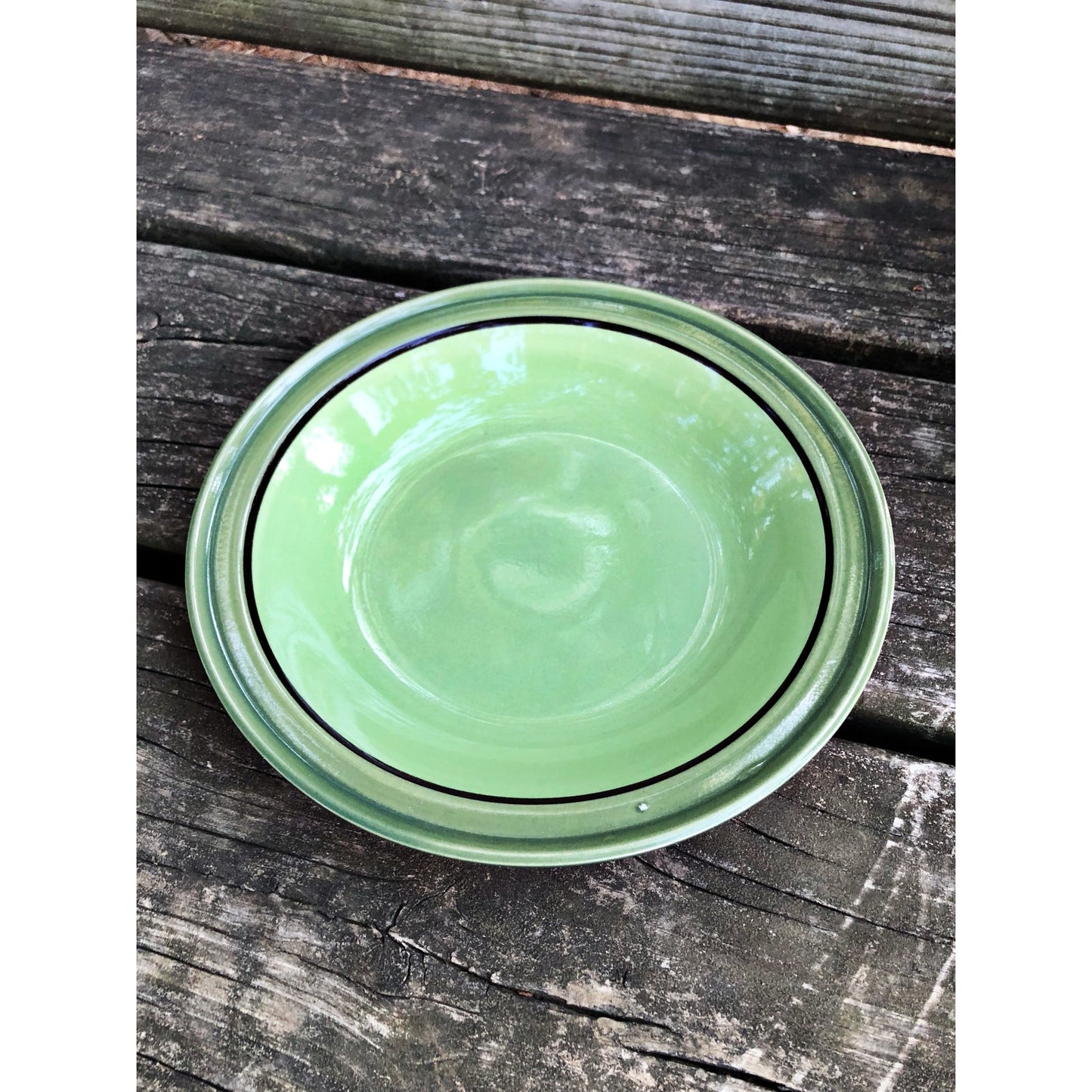 vintage Nasco stone ware Lime Glow stoneware Cereal Bowl green Japan dinner