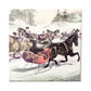 vintage Currier & Ives Trotting Cracks on the Snow Art Print reprint 14" x 11"