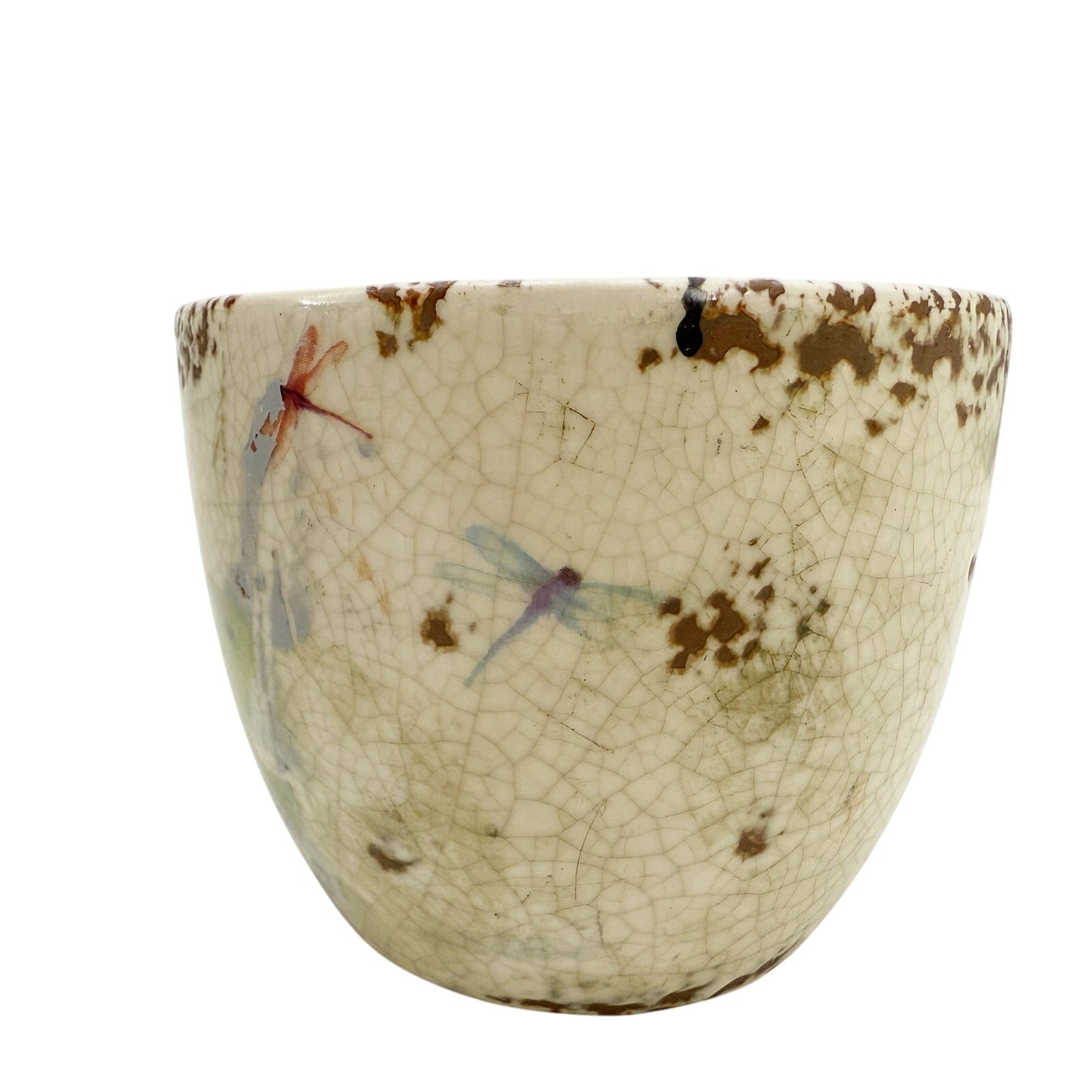 Creative Co-op House in the Country ceramic trinket cup green frog dragonflies