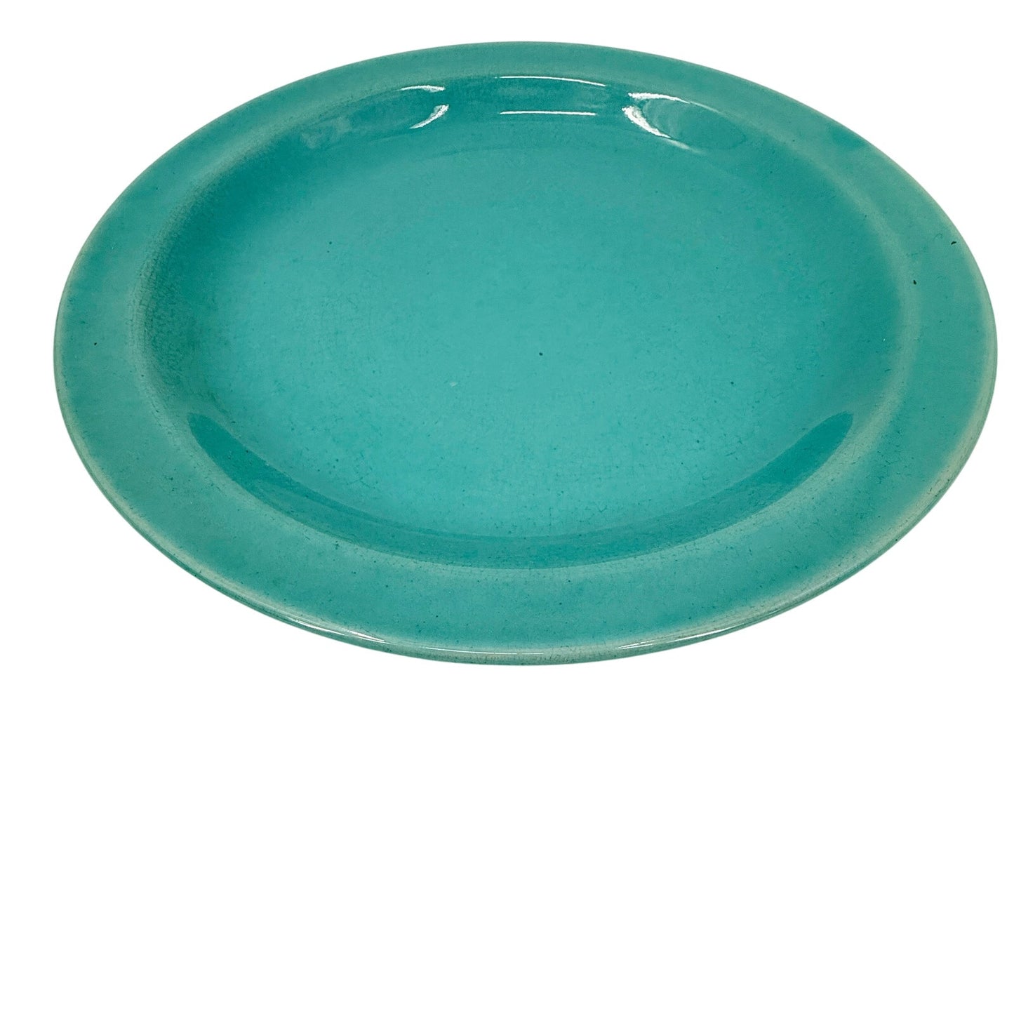 vintage heavy & large 12.5" turquoise blue Round Platter plate serveware