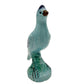 vintage standing Blue Bird Figurine green floral art pottery 7" tall ceramics