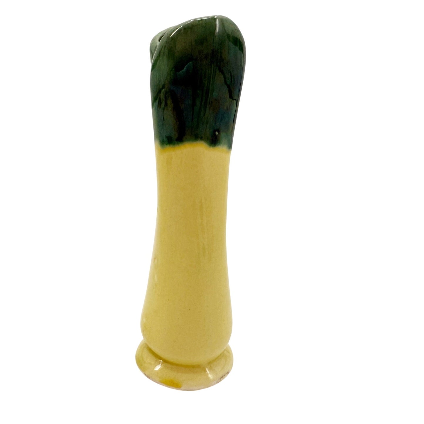 vintage yellow & green Bud flower Vase art pottery floral 6" tall