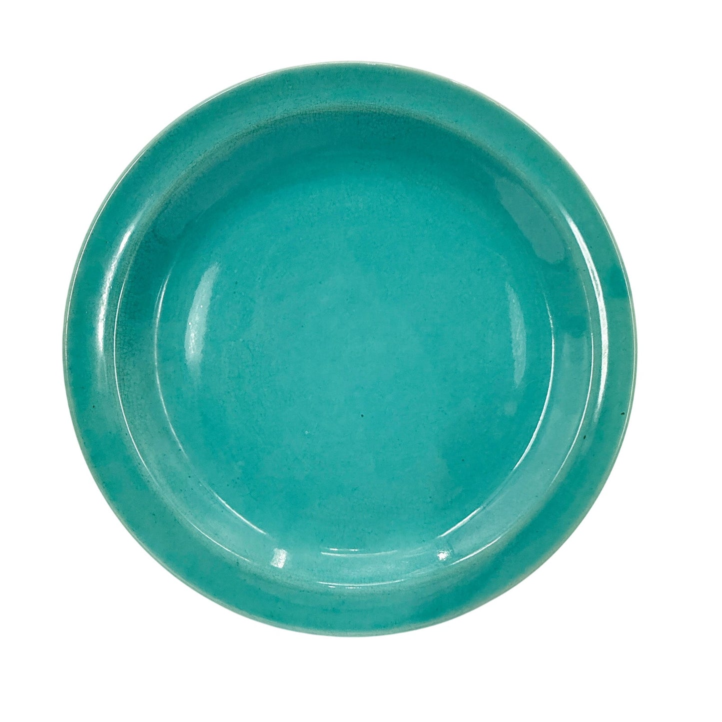 vintage heavy & large 12.5" turquoise blue Round Platter plate serveware