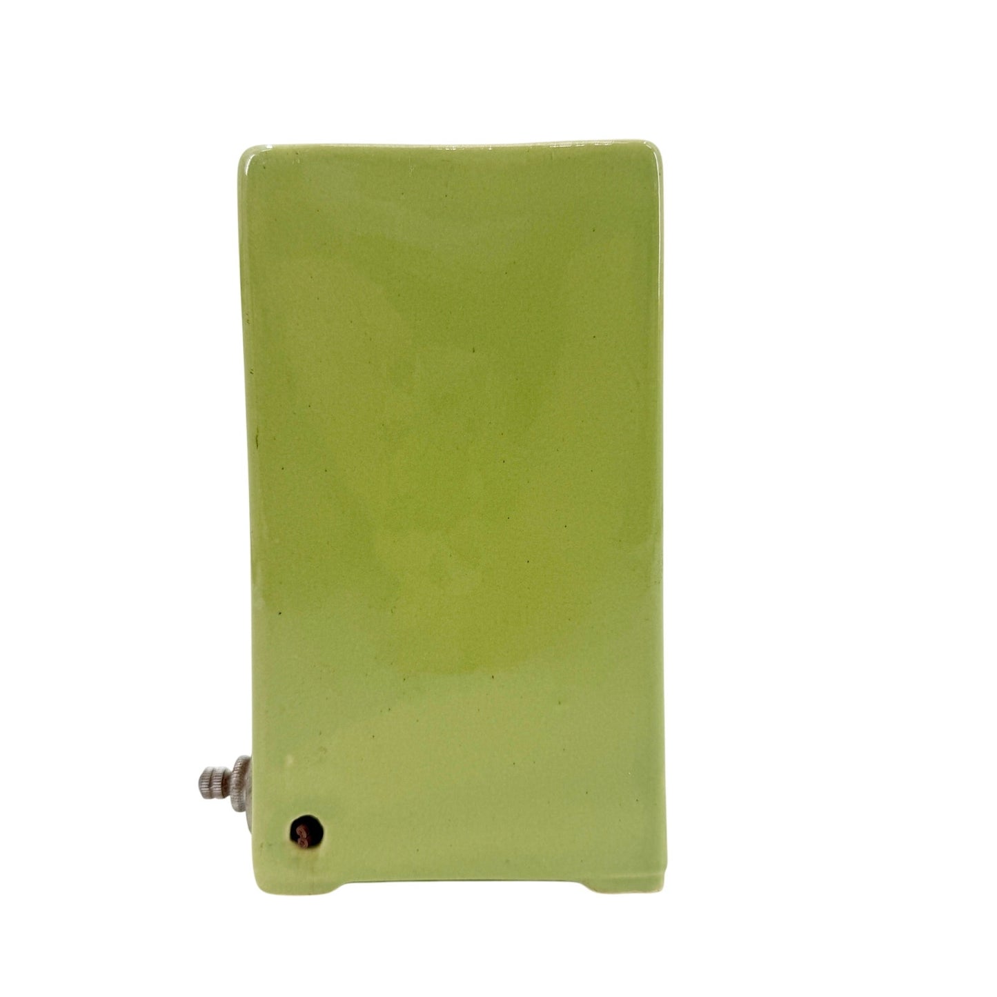 vintage avocado green TV Lamp rectangular ceramic MCM needs rewiring 7" tall