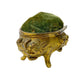 vintage gilded Pin Box green velvet cushion rose footed metal container 170 4/4