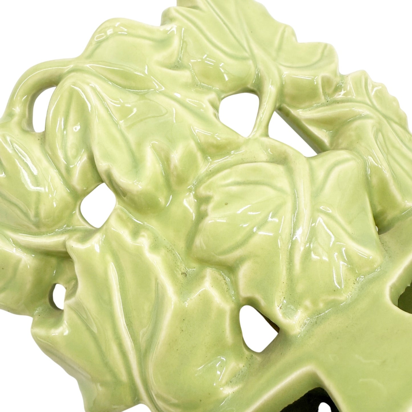 vintage pale green Leaf leaves TV Lamp with planters & vases MCM era lighting