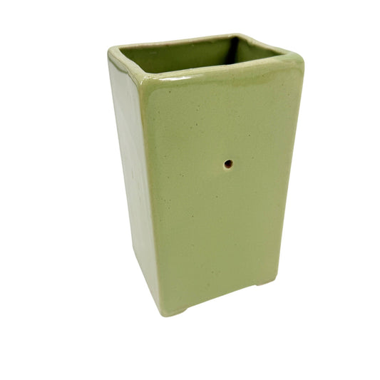 vintage avocado green TV Lamp rectangular ceramic MCM needs rewiring 7" tall