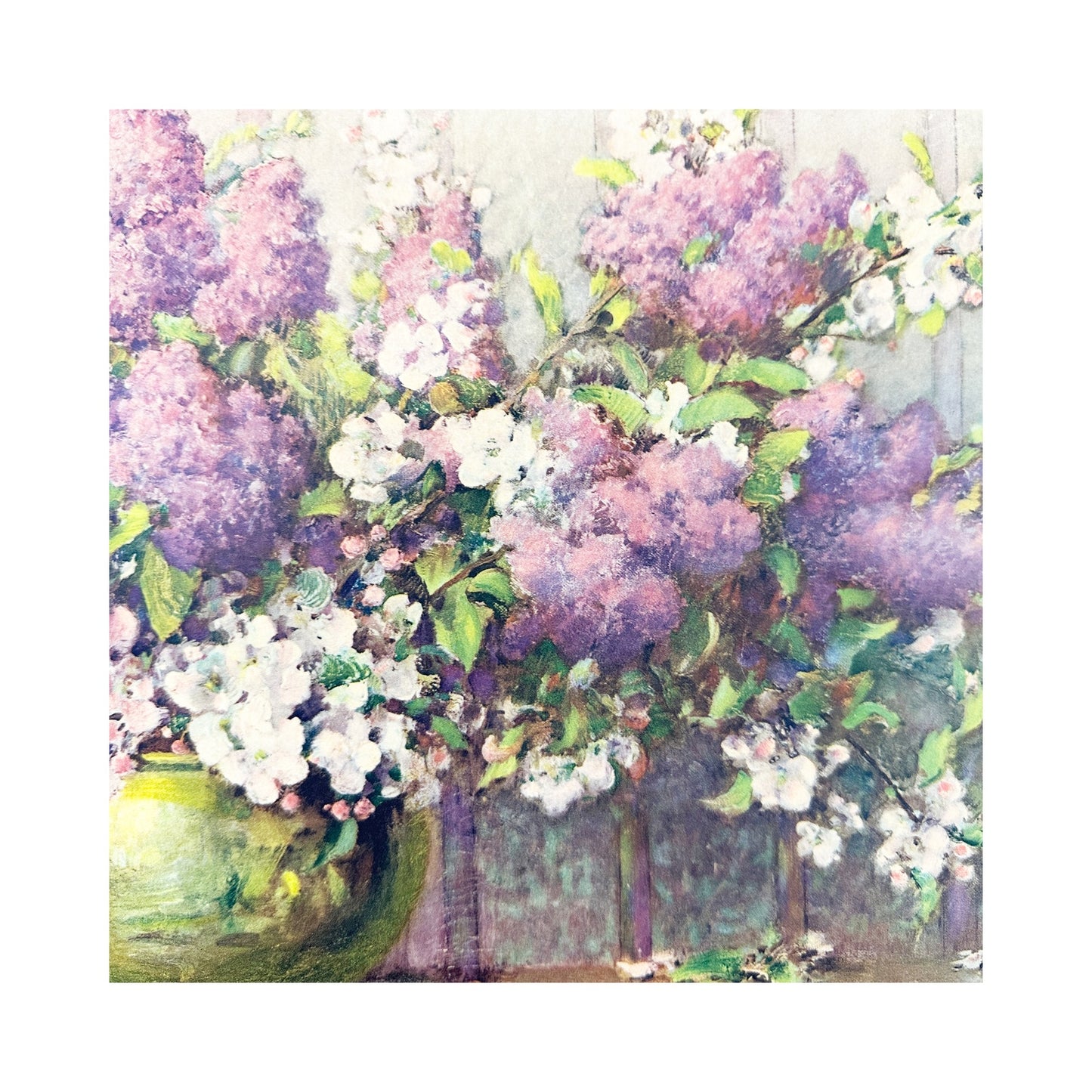 vintage Carle J. Blenner Art Print white & purple floral still life lithograph