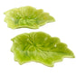 vintage pair of lime green Leaf Trays nuts candy DISH pottery Lazy Susan