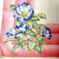 vintage floral Handkerchief hanky dark blue flowers red white green