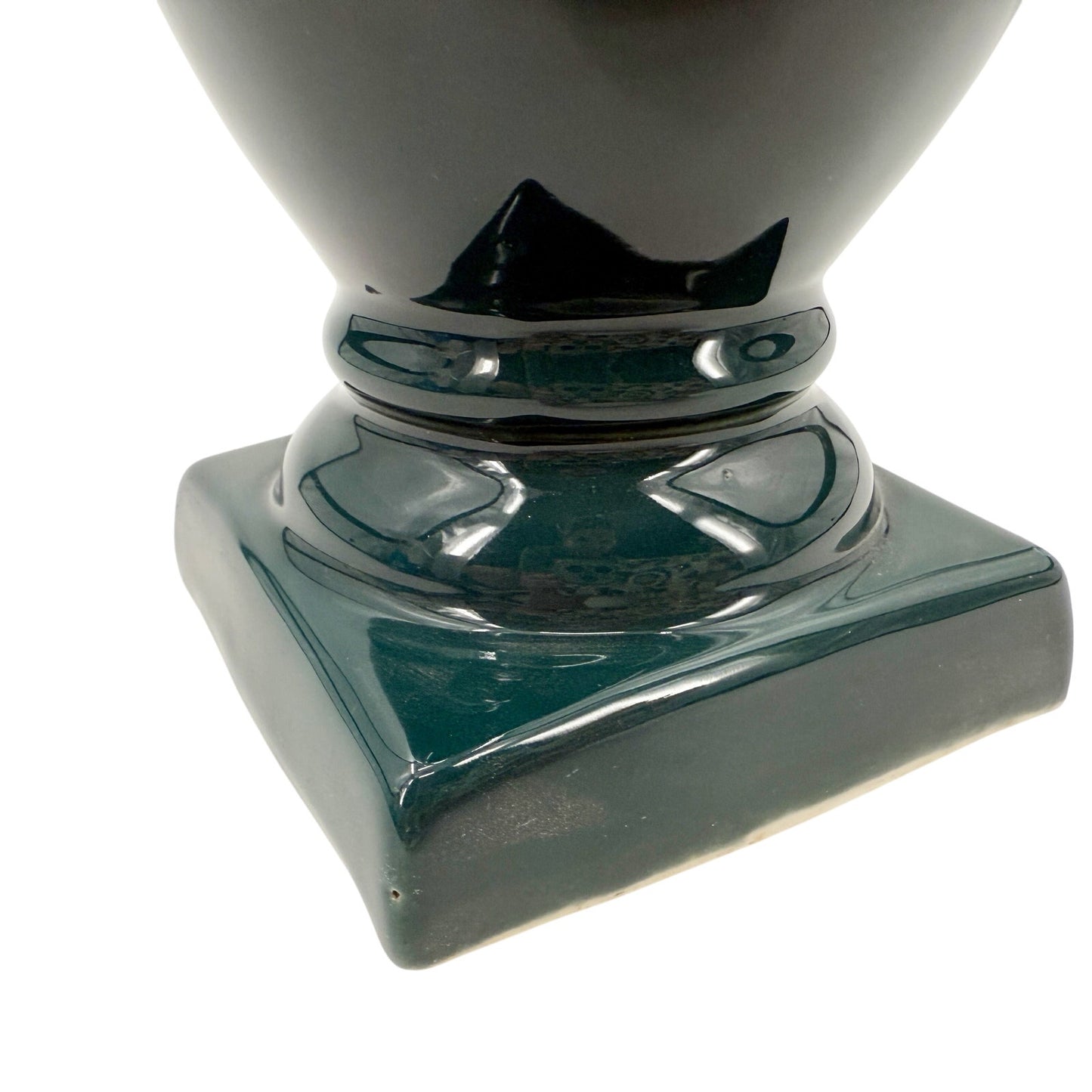 vintage dark teal green TV Lamp pedestal vase-shaped ceramic needs rewiring 7" H