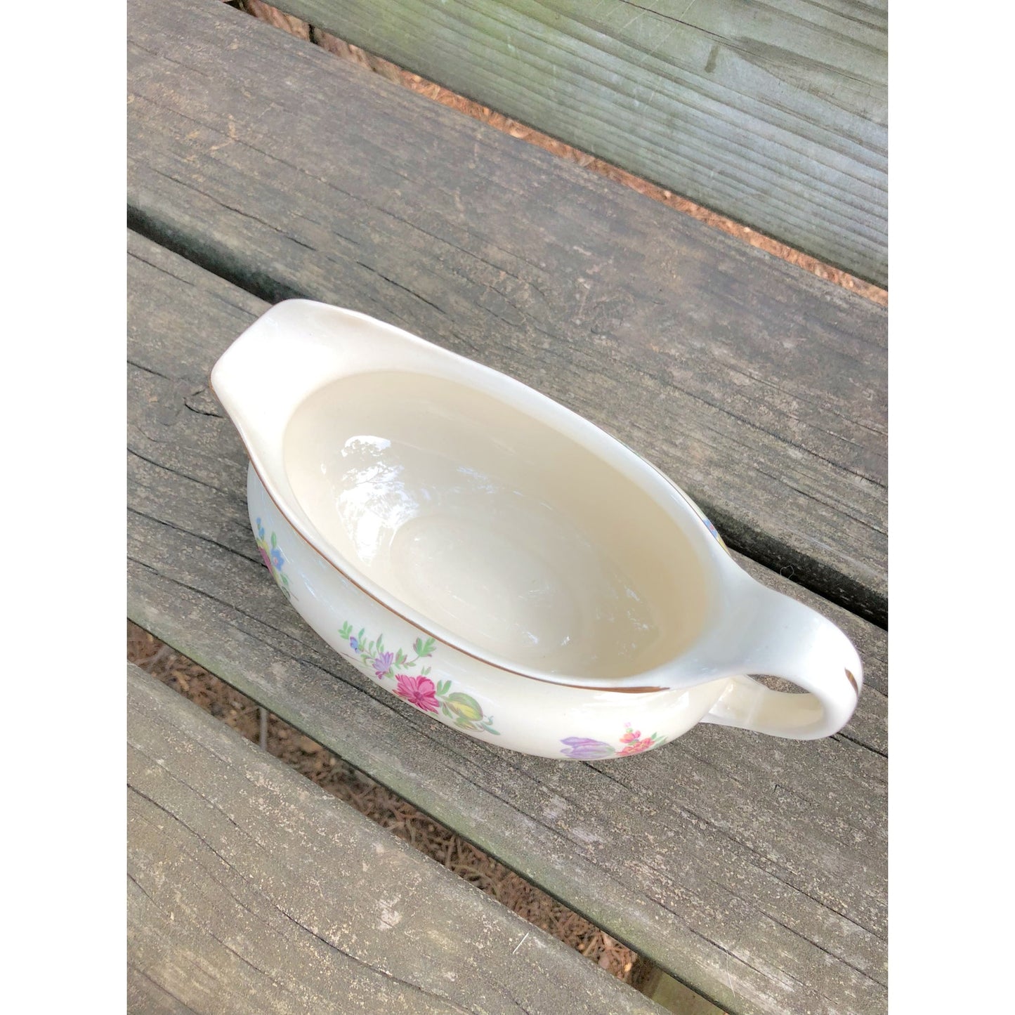 vintage Household Insitute floral Priscilla cream Gravy dish Boat dinnerware