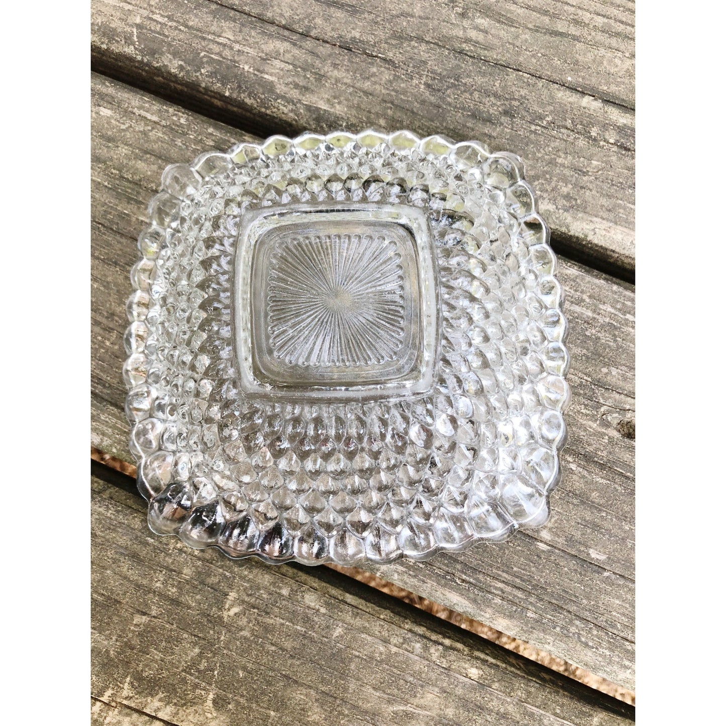 vintage Candy & Nuts glass Dish square-shaped serveware glassware bowl