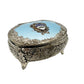 vintage Rocky Mountain National Park blue silver metal Trinket footed Box JAPAN