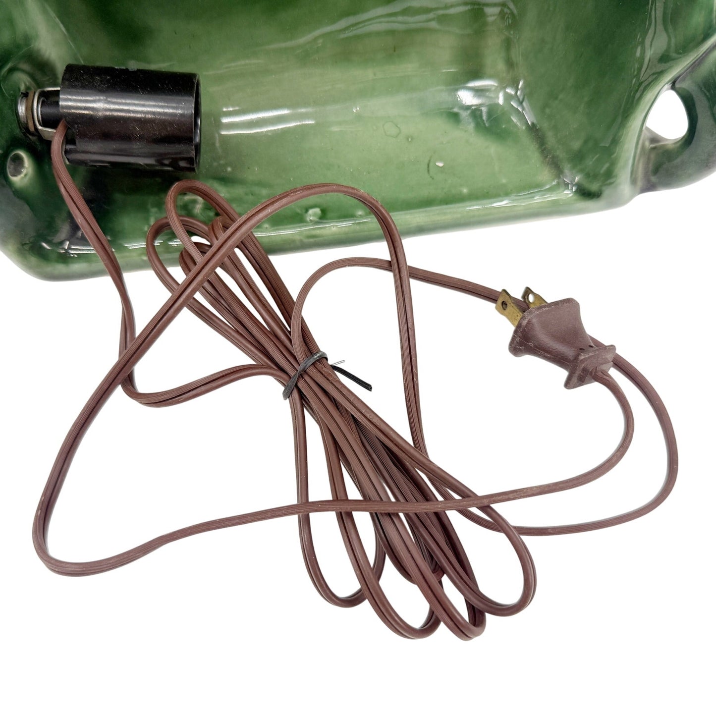 vintage dark green TV Lamp & Planter MCM era lighting in working condition