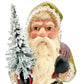 Ino Schaller Bayern paper mache Santa Claus green coat glitter & beads w/ box