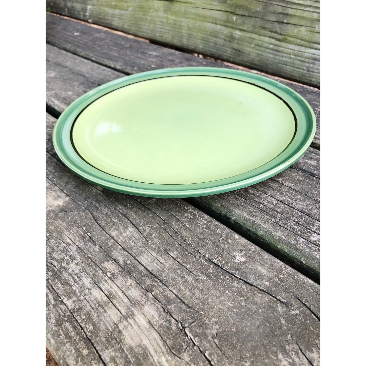 vintage Nasco stone ware Lime Glow stoneware Dinner Plate green dinnerware Japan