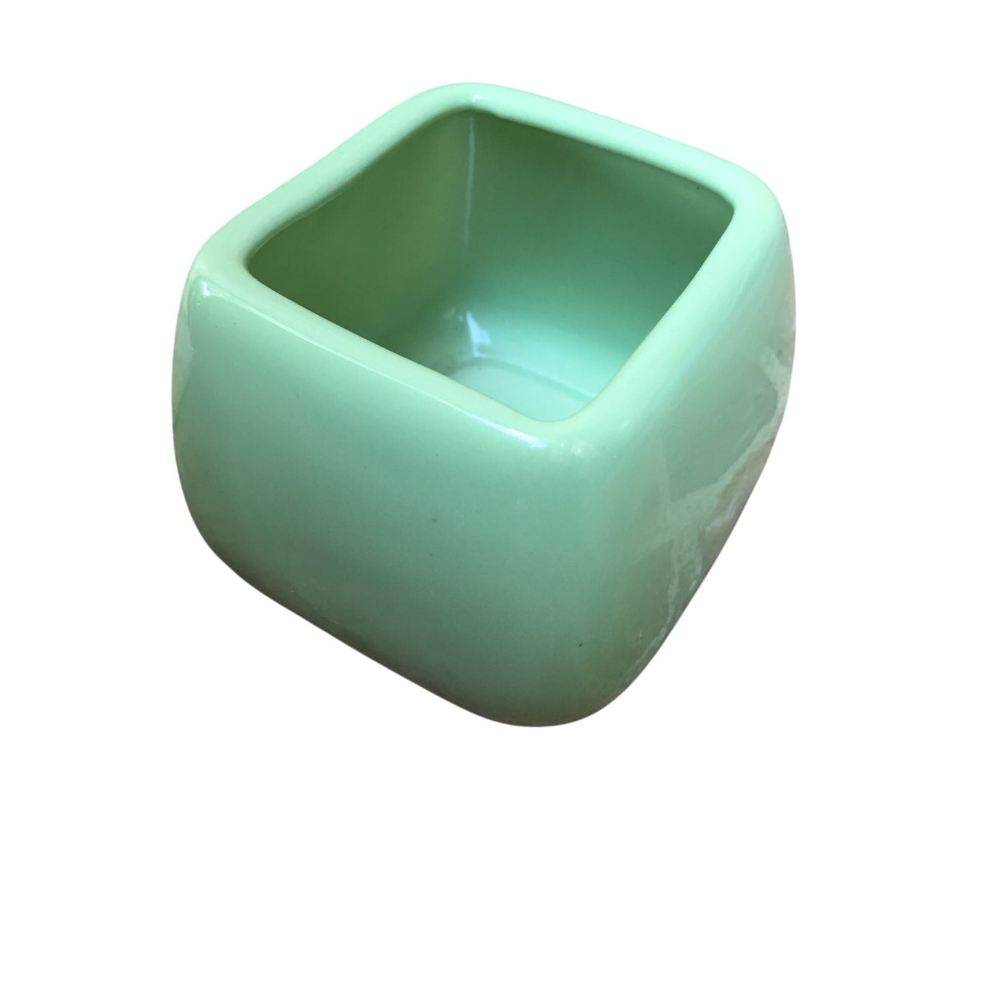 ceramic GREEN art pottery 3.25" tall vase PLANTER marked with cursive T03