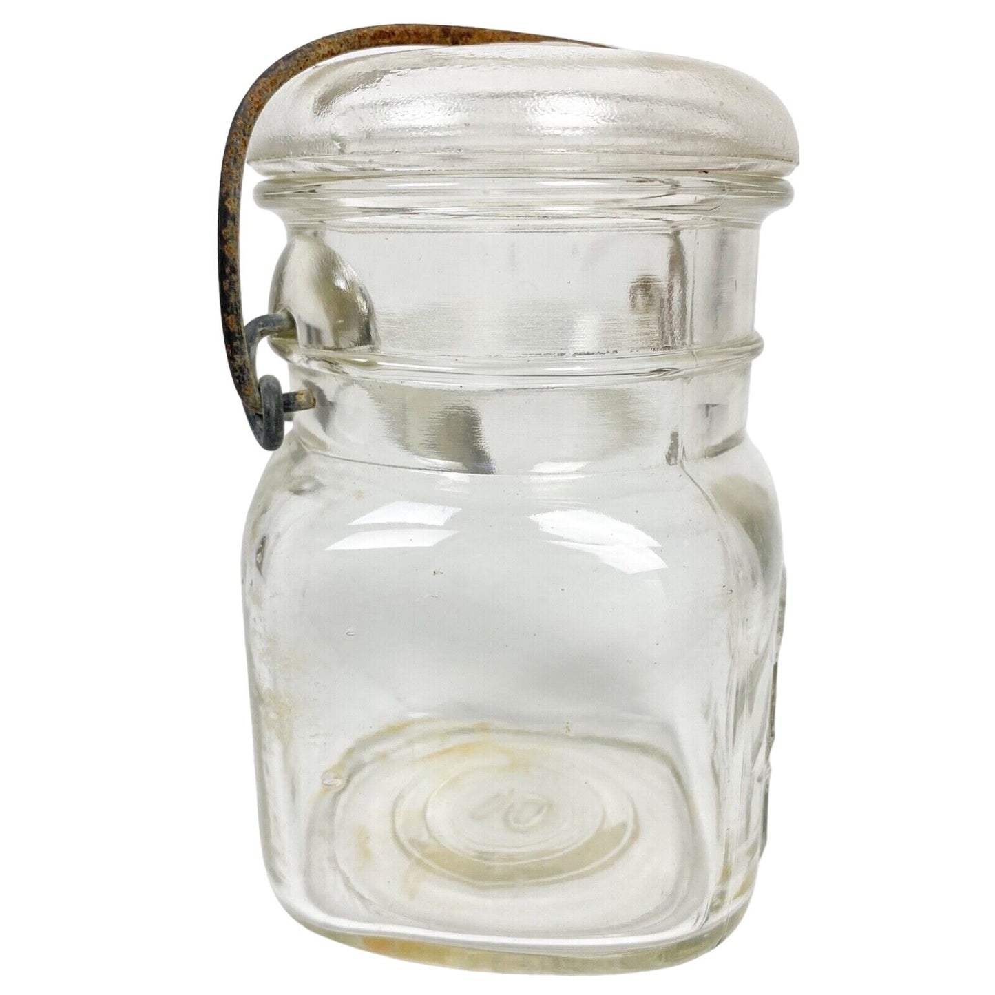 vintage Ball Ideal clear Glass Lightning Jar canning fruit metal clamp closure