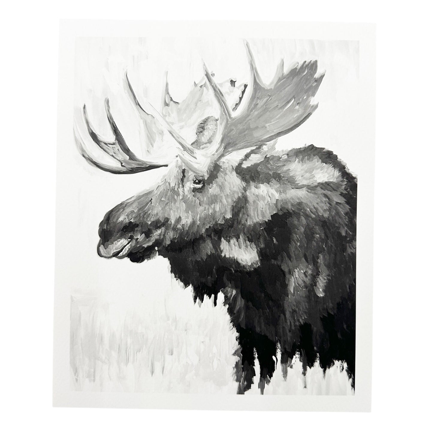 Black and White Blue Moose | 8" x 10" art print {unframed}