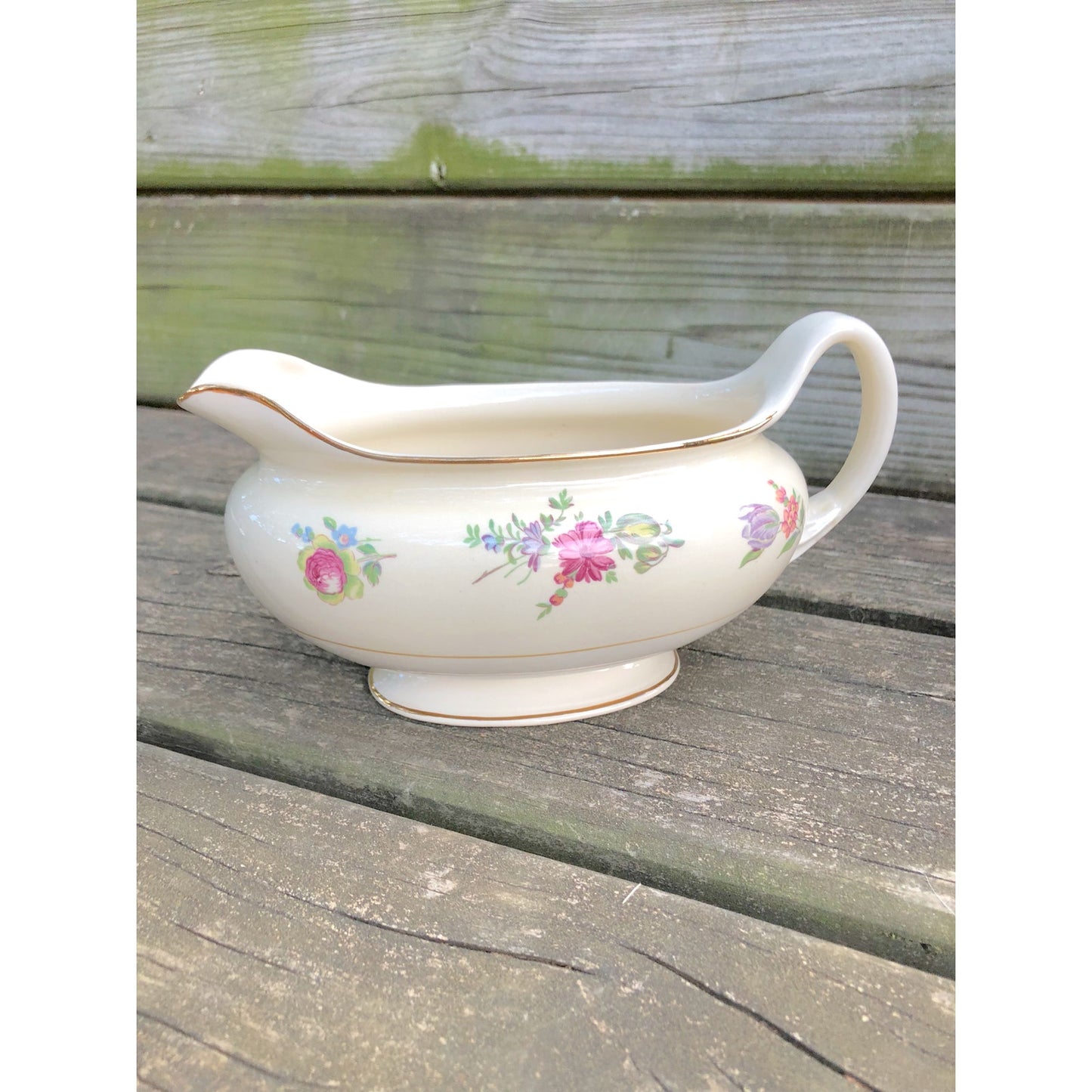 vintage Household Insitute floral Priscilla cream Gravy dish Boat dinnerware