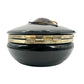 vintage circular-shaped hinged Trinket Box black jewelry container art deco face