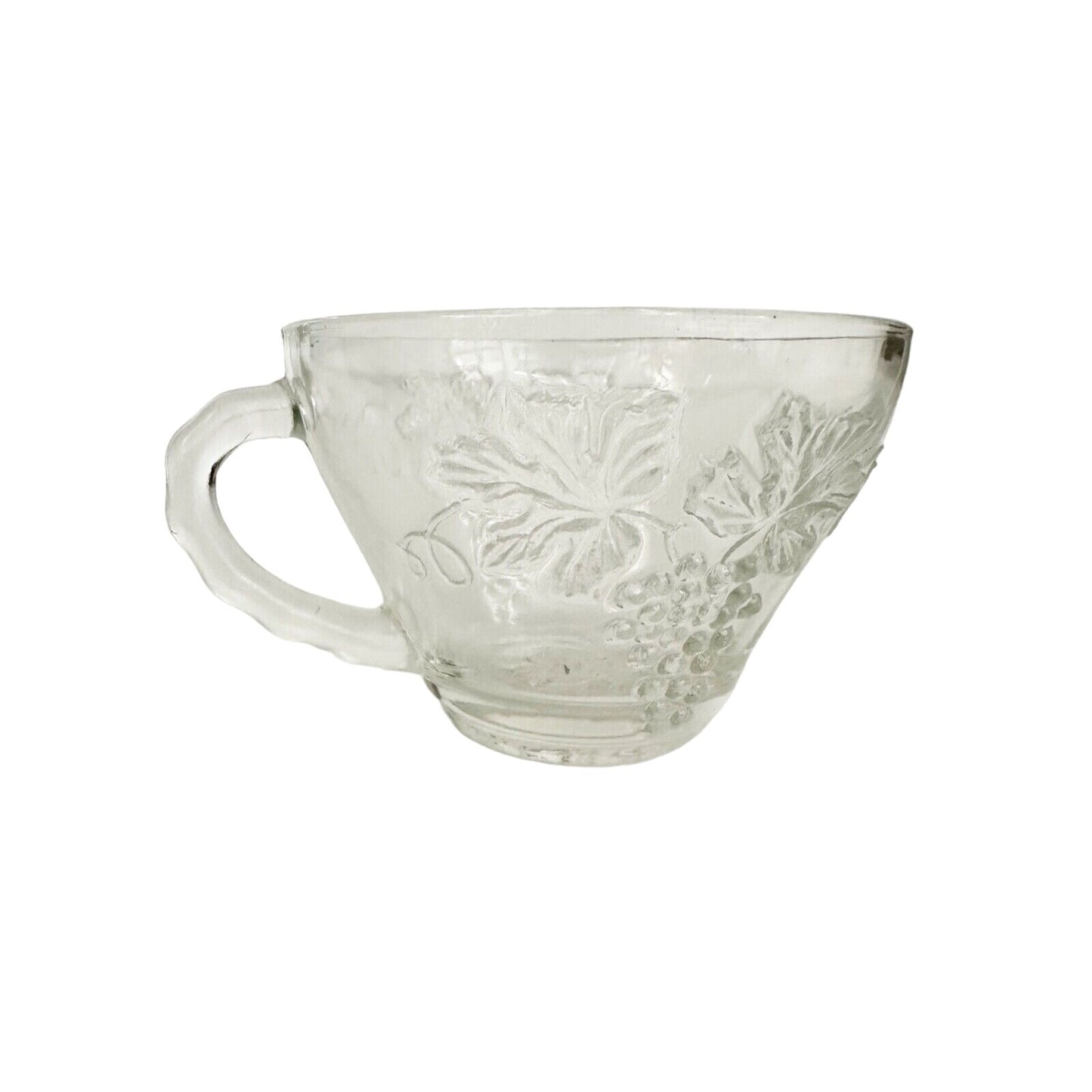 vintage Anchor Hocking Vintage Clear Snack glass CUP grape clusters leaves