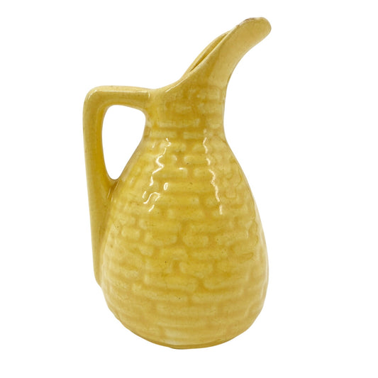 vintage miniature yellow Pitcher 3.5" tall handled jug mini art pottery