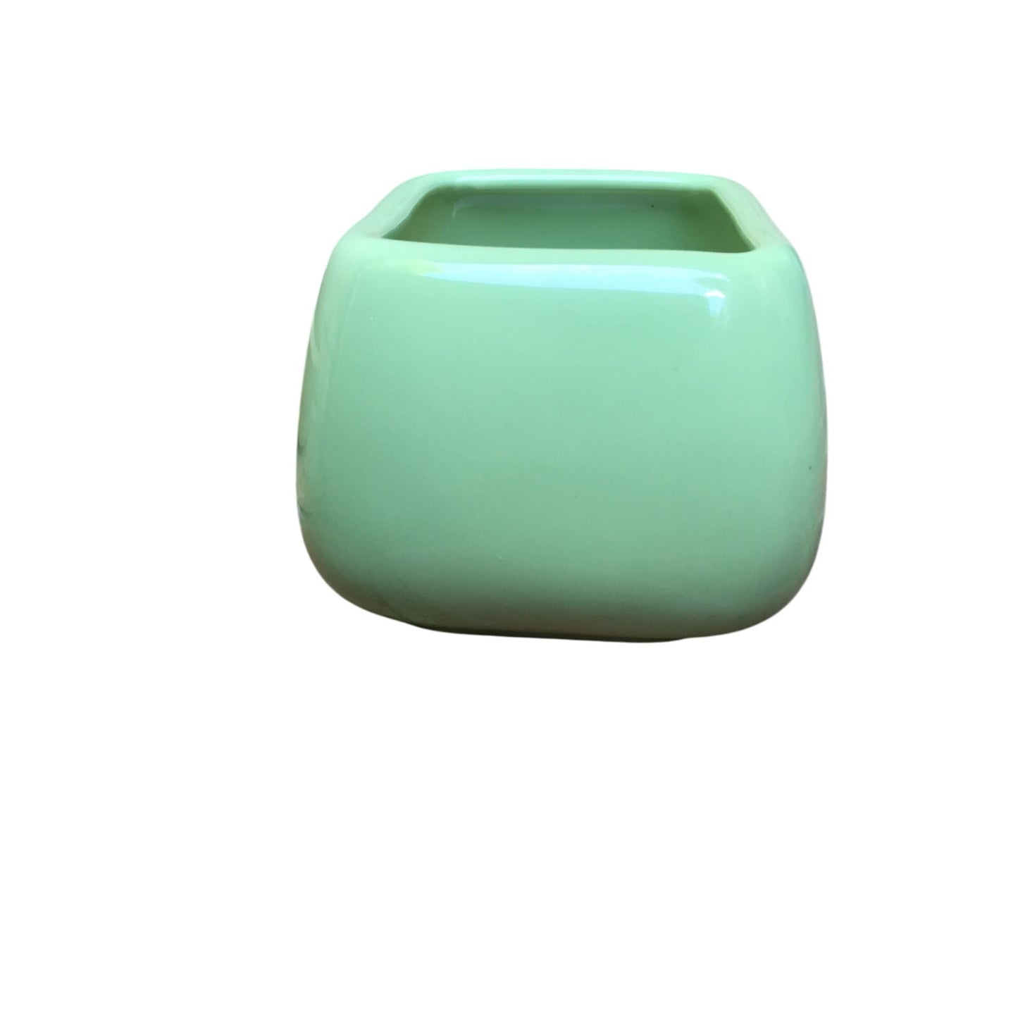 ceramic GREEN art pottery 3.25" tall vase PLANTER marked with cursive T03